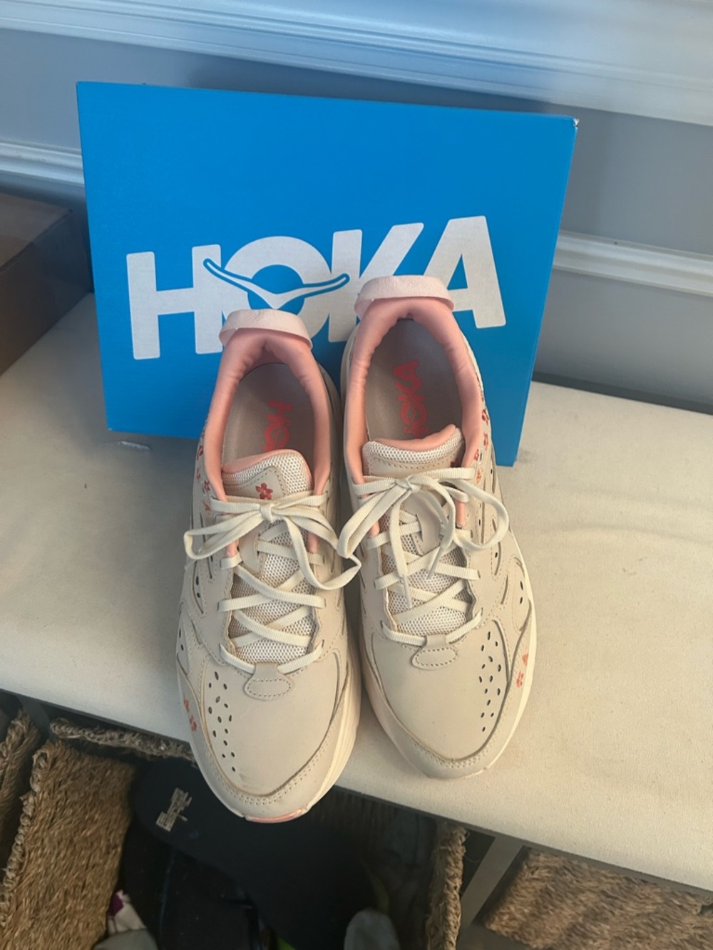 HOKA U CLIFTON L floral sneakers.